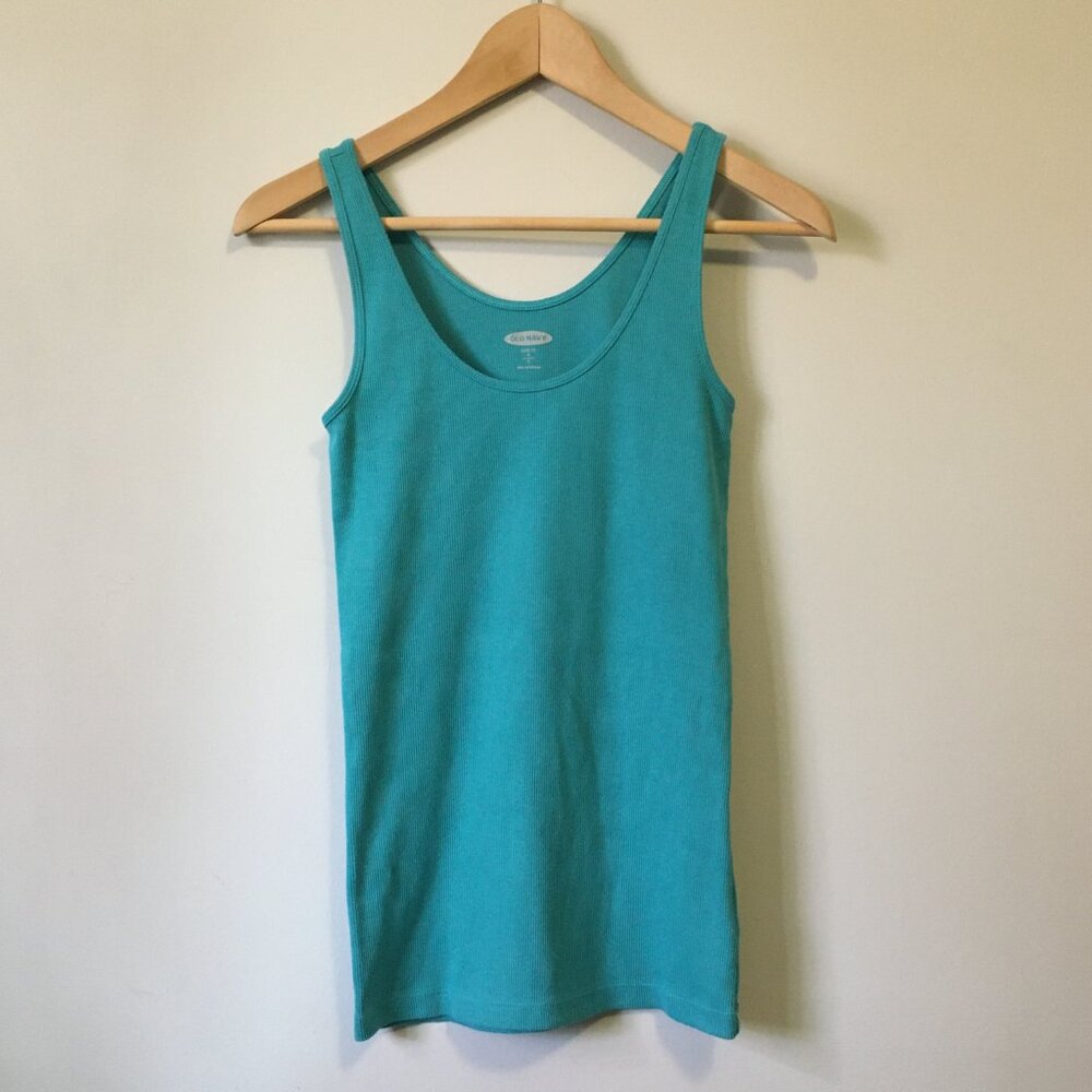 90s Grunge Fairy Teal Vertical Ribbed Tank Top S